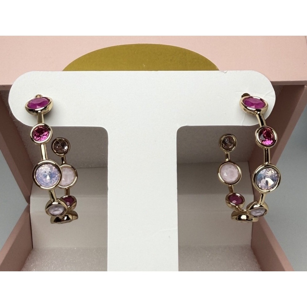 Bomb Party Jewel Candy Earrings ER65982 Tahiti Paradise Gold Plated Hoops
